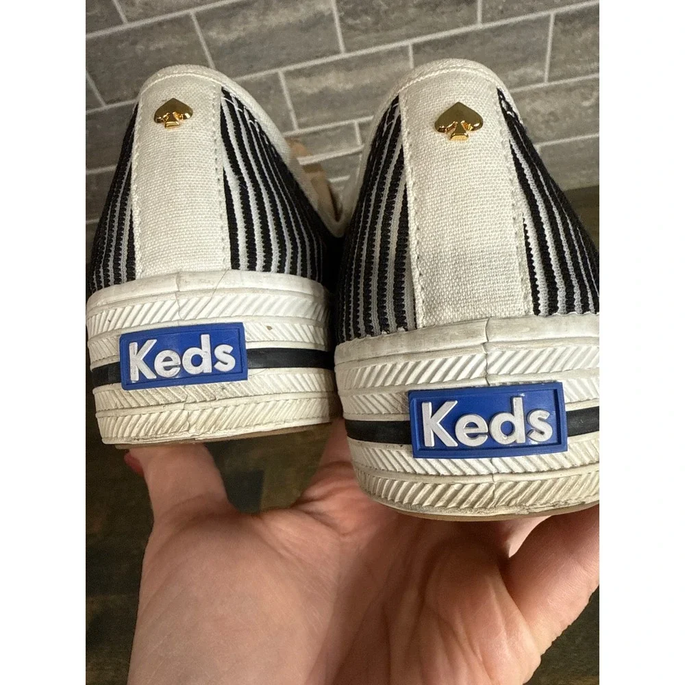 Kate Spade Keds Triple Deck Sneakers Black White Striped Platform Shoes Womens 9